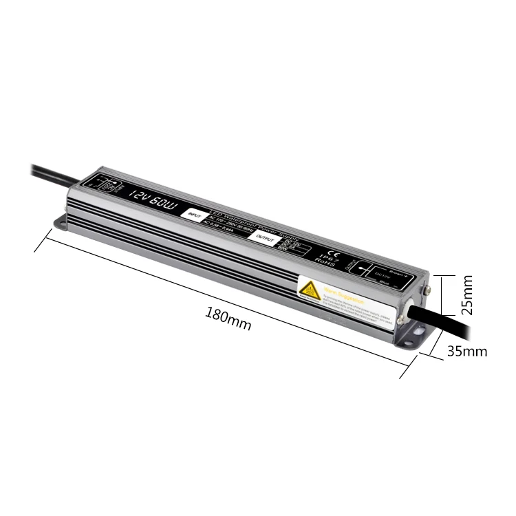 3-5 Years Warranty Customized Constant Voltage LED Driver 12V/24V 20W 30W 60W 100W 200W 300W 600W IP67 Waterproof Power Supply