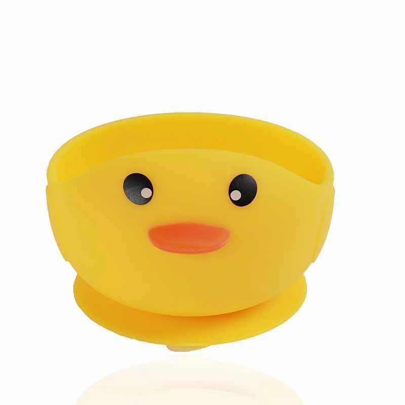 K92  Kids Waterproof Duck Suction Bowl Children Dishes Kitchenware Toddler Silicone Baby Feeding Bowl Tableware