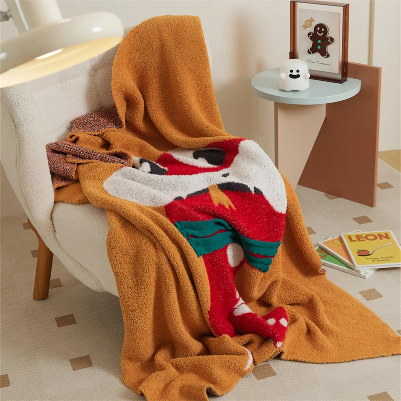2024 new factory direct sale OEKO-TEX baby-friend carton cute snake soft warm polyester blending knitted throw blanket YWY