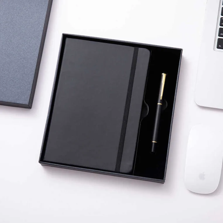 A5 Hard Cover Pu Leather Notebook Set with Pen with Custom Logo And box business gift set