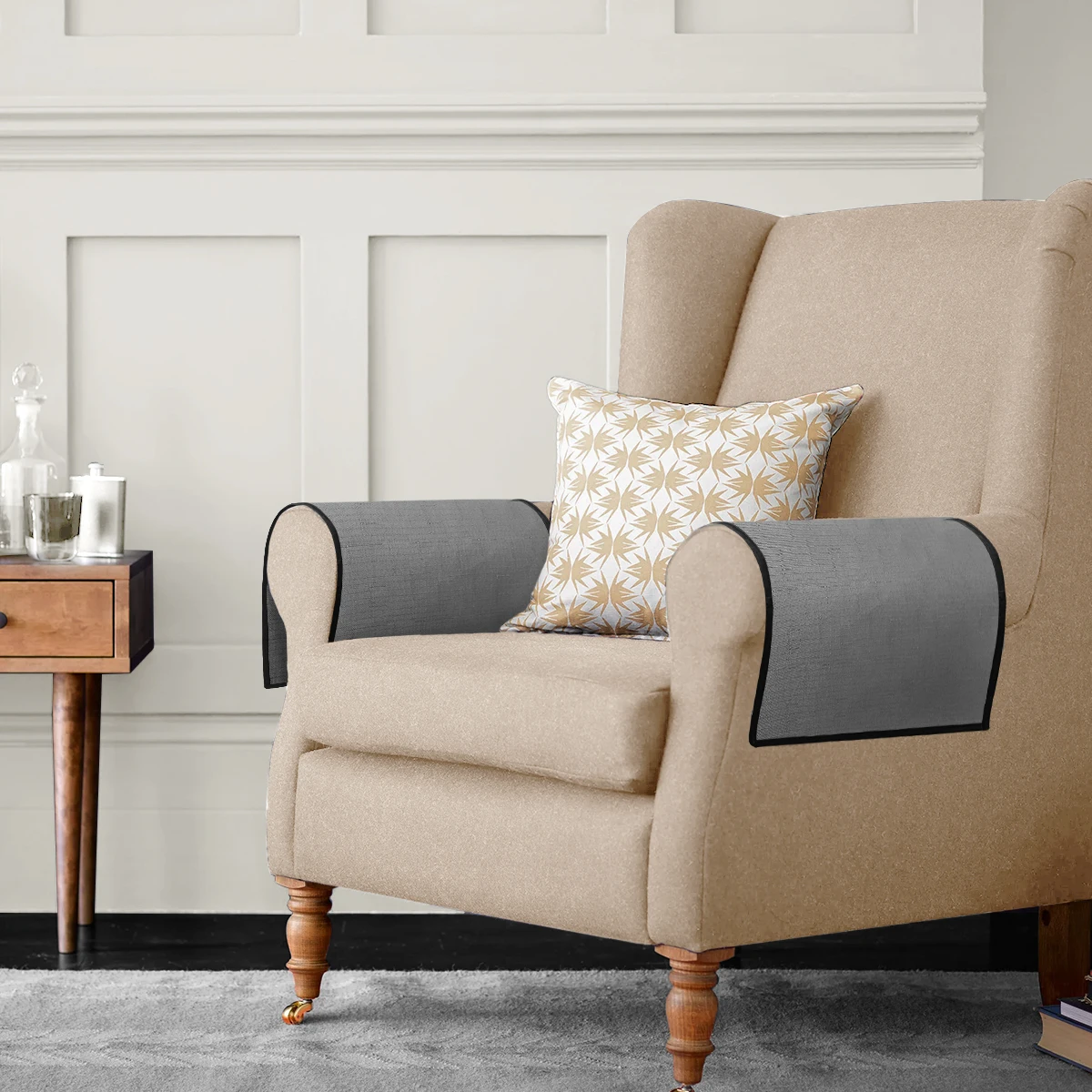 Slubbed Sofa Armrest Cover for Recliner Anti-Slip Armchair Slipcover for Living Room Couch Loveseat Sofa Arm Protector for Pets