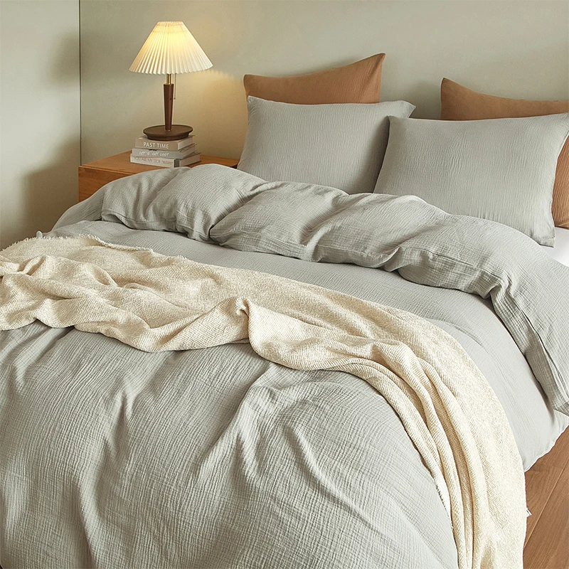 Hot Popular Best Price  100% Cotton Gauze Duvet Cover set Customized Available 3 piece bedding set muslin Duvet cover double