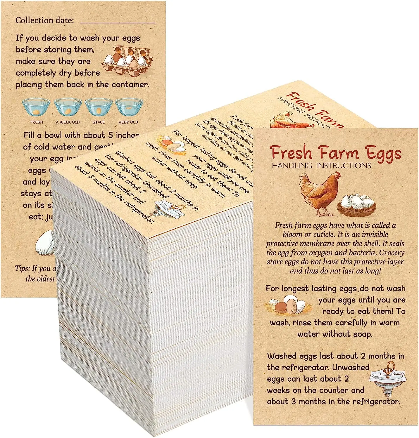 Fresh Farm Eggs Handling Instructions Eggs Design Business Card Egg Stamps for Cards Label for Accessories Simple Style