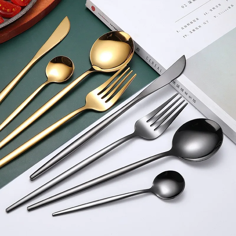 Stainless Steel Light Modern Knife, Fork and Spoon Silverware Price Metal Rose Gold Cutlery Set