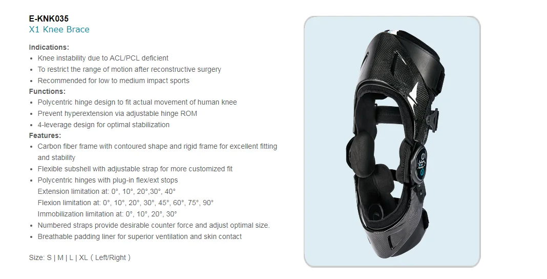 E-Life E-KNK035 X1 High Quality Medical Post Op ACL Polycentric Hinge Kneed Brace Support