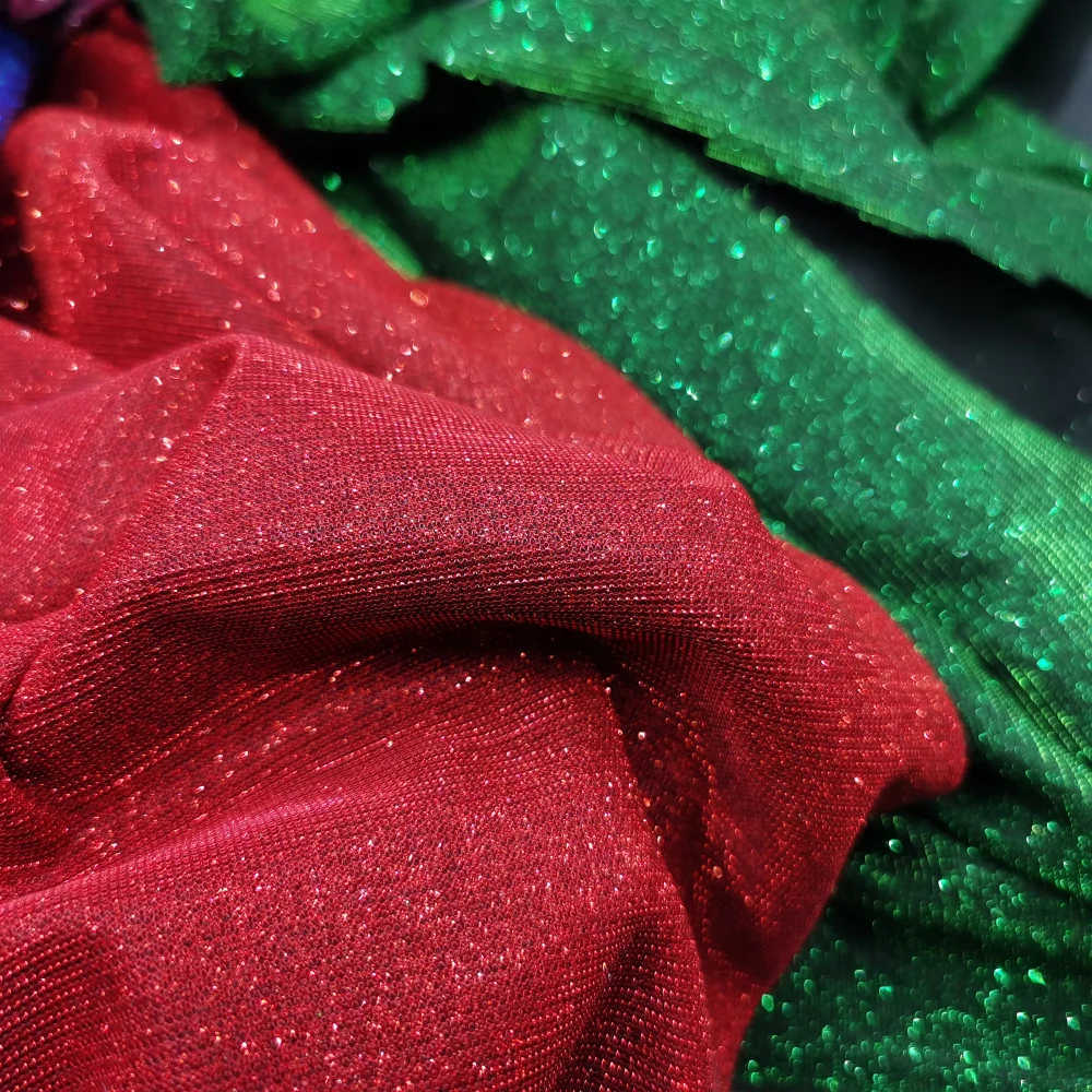 Lurex spandex fabric for swimwear bikini stretch Lame glitter metallic evening dress
