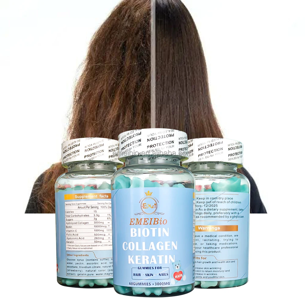 Best Sale Hair Growth Nail Care 3000Mg Biotin Collagen Gummy Keratin Support Beauty Health Repair Skin Gummies