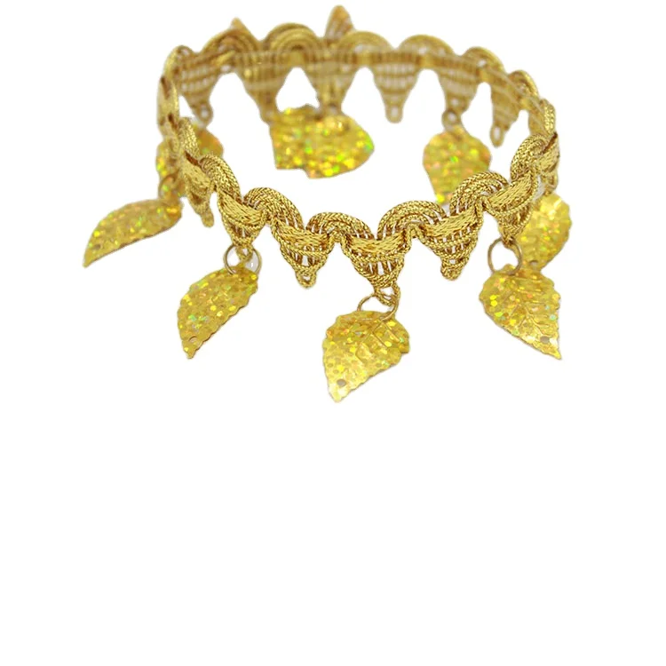 DIY turkish accessories40mm gold silver braided sequined laser bell tassel lace trimming lace fabric