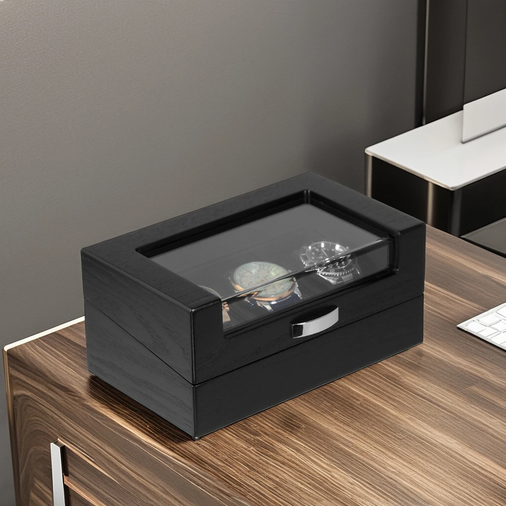 Sonny Luxury  Wholesale Watch Box 3 Slots Black Wooden Watch Box  With Acrylic Window