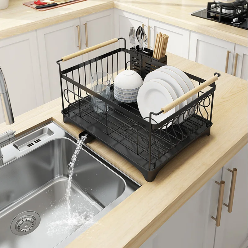 Household Plate Drainer Stainless Steel Storage Shelf Countertop Countertop Tableware Dish Drainer Rack