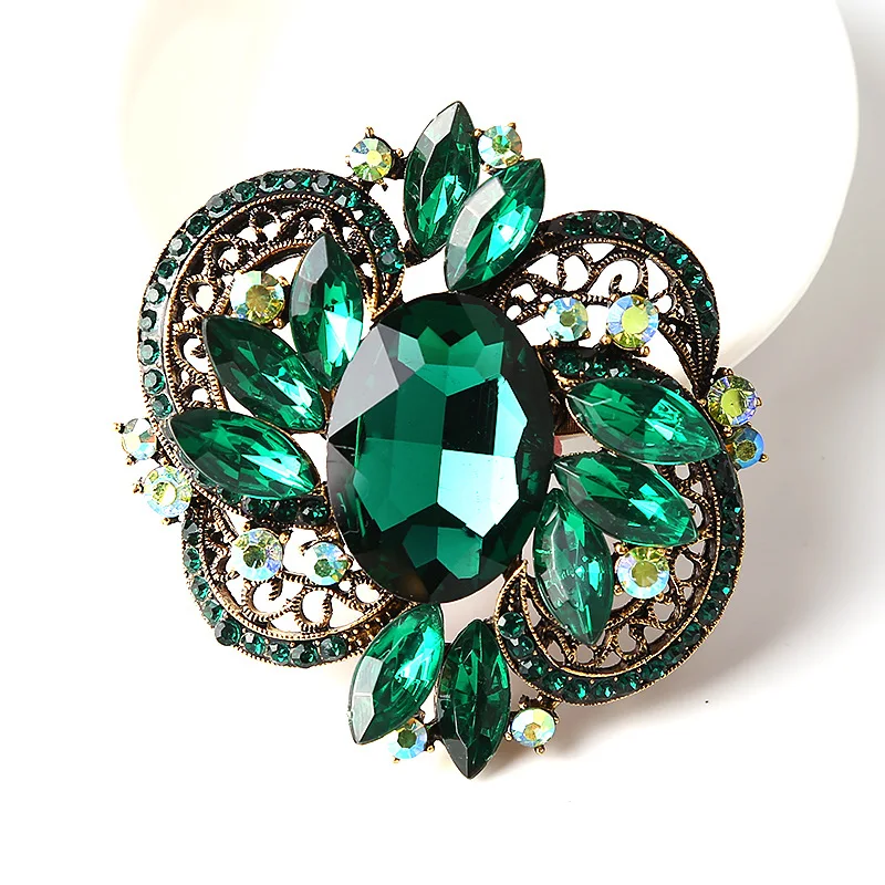 LUOXIN Hot Sale Wedding Jewelry Crystal Rhinestone Statement Brooch Pin Flower Dress Accessory Brooches