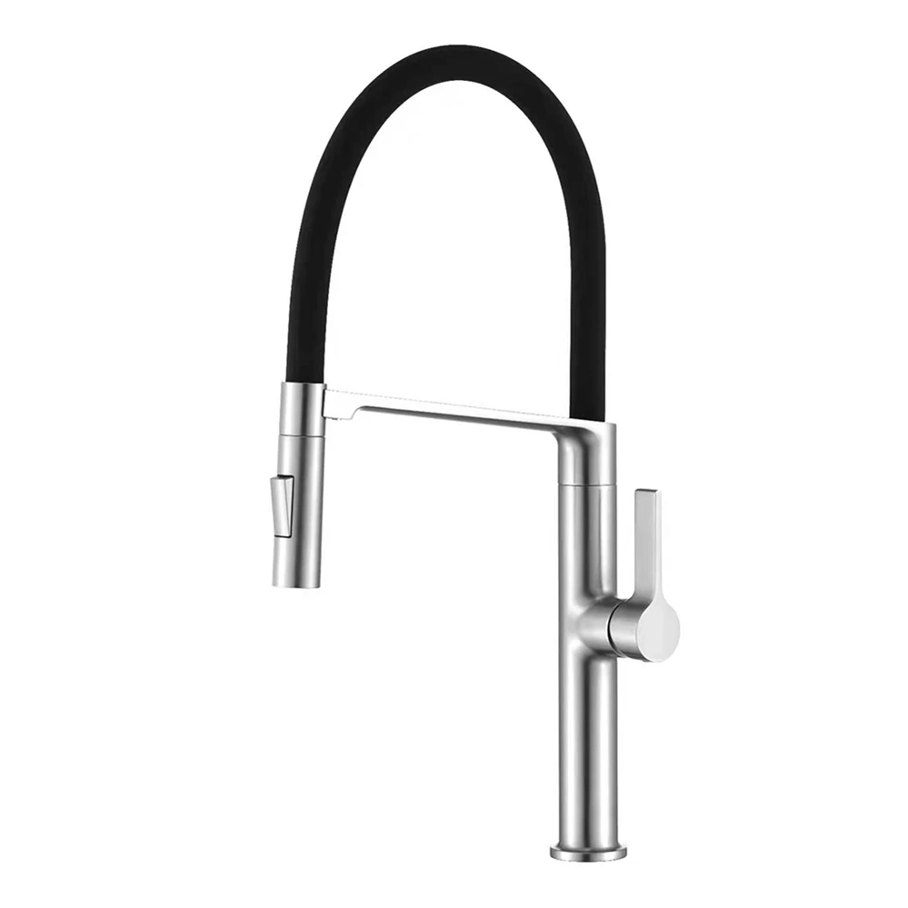 Pull Out Rubber Hose Solid Brass Kitchen Sink Faucets