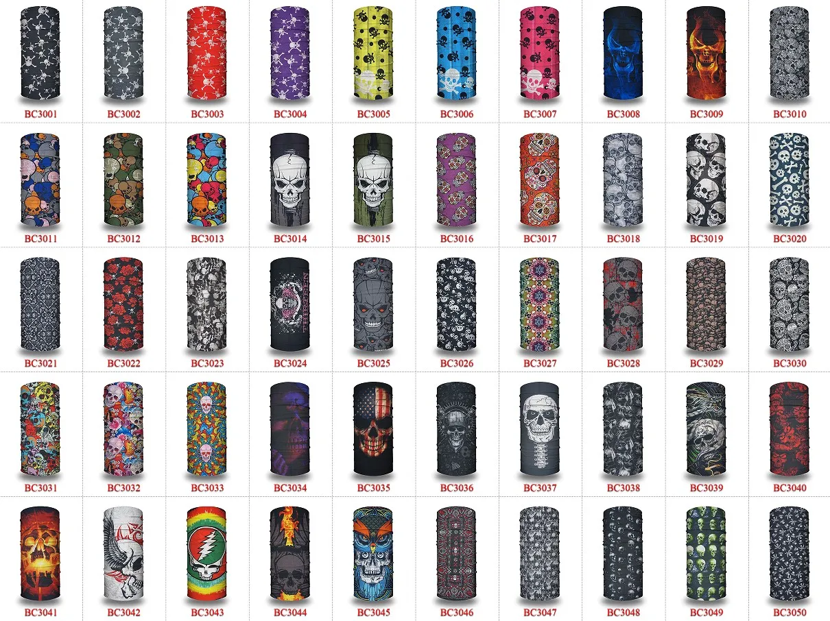 Manufacturer Neck Gaiter Pirate Scarf Elastic Balaclava Headbands Head Scarf Windproof Skull Head Wrap for Sports Neck Warmer