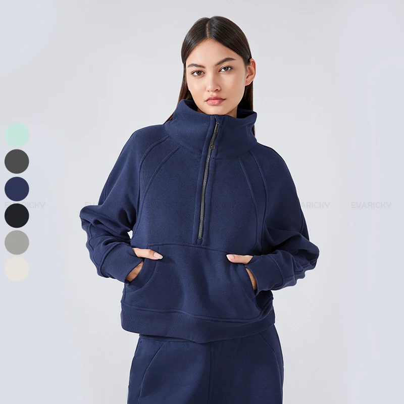 Wholesales New Arrival Autumn Women Clothing And Winter Products 2024 Casual Clothes Half Zip Turtle Neck Sweatshirt For Women