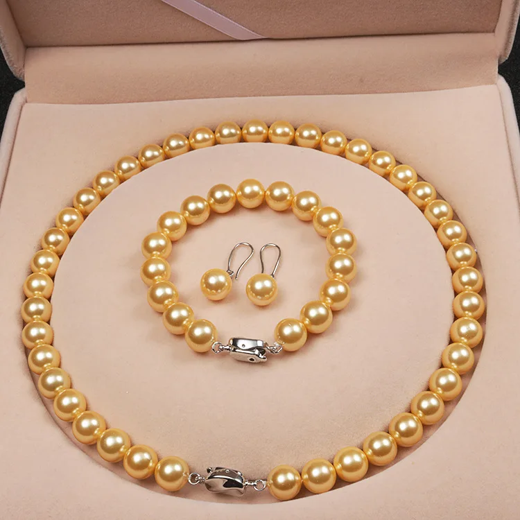 European and American Elegant Natural Pearl Jewelry Necklace Set Mother Luxury Gift 3 Piece Jewelry Set