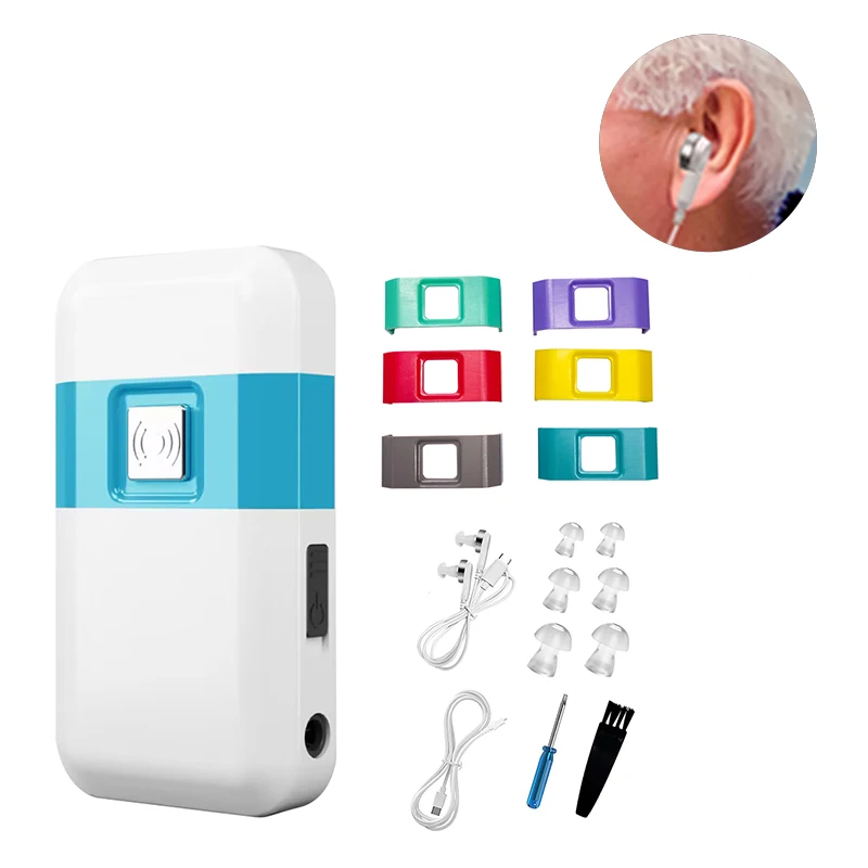 Pocket Type 16 channels Hearing Aid Factory Price Wired box Hearing Aids Emergency SOS Button Medical Severe Hearing Loss