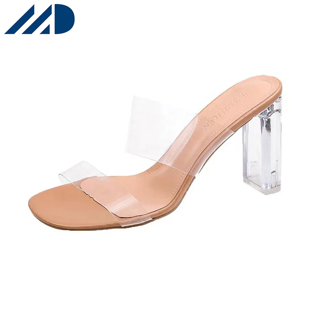 Crystal Heeled Sandals Transparent Outdoor Hot Wholesale Summer for Women PU Rubber Platform Summer Shoes 