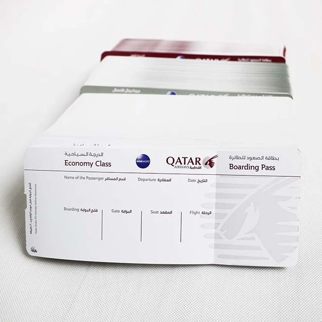 
New Customized Thermal Flight Tickets Thermal Boarding Pass Plane Ticket Thermal Adhesive Boarding Pass 