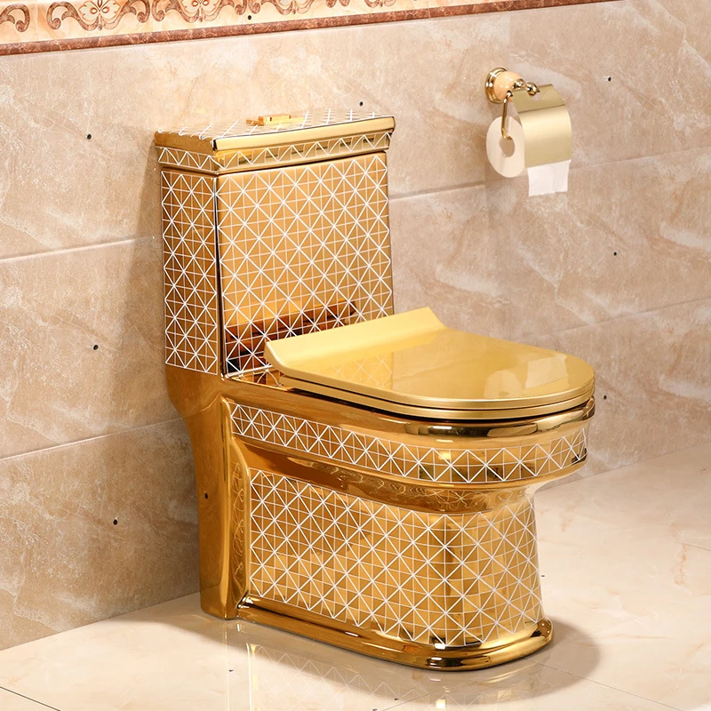 Popular Pick Light Luxury Style French Italian European Electroplated Gold Toilet Ceramic Bathroom Toilet