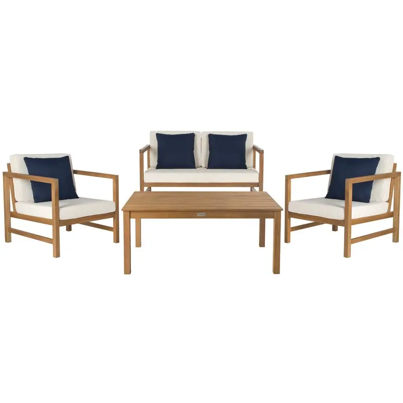 Garden Outdoor Furniture 4 Piece Patio Rattan Sofa Seating Group With Cushions