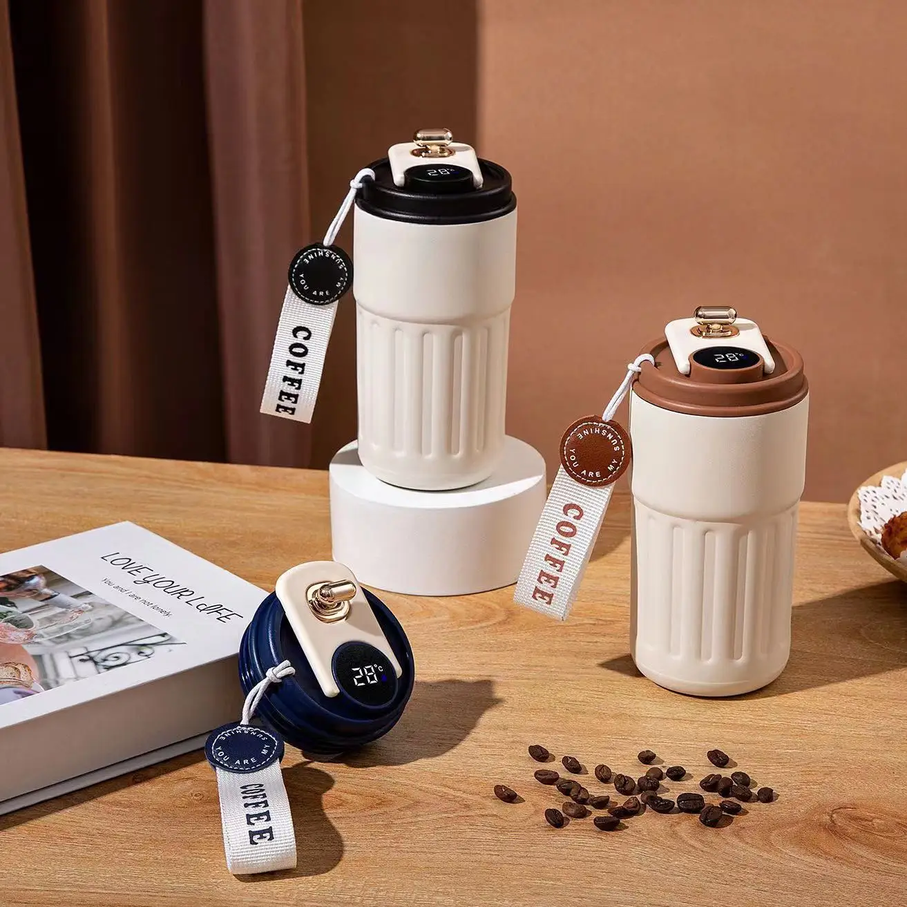 420ml Intelligent Coffee Cup With Led Display Temperature 316 Stainless Steel Insulated Cup Office Cups For Women Custom Logo