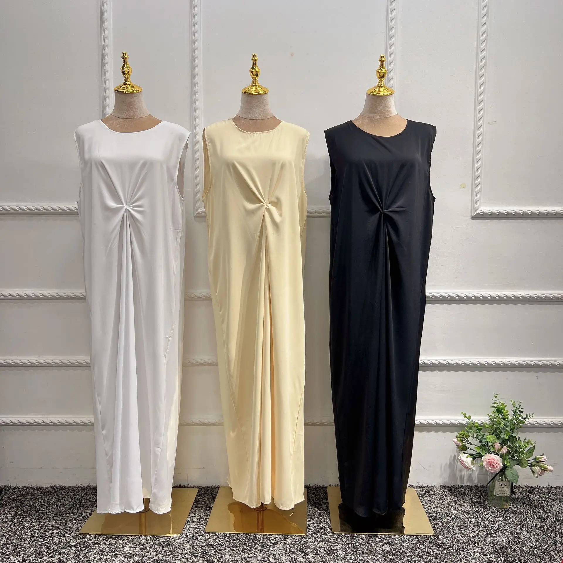 Abaya мусульманские платья мусульманская одежда для женщин хорошо сделанная без рукавов внутреннее платье Дубай