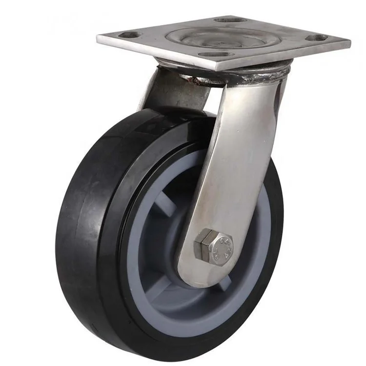 Stainless steel polyurethane caster heavy duty 4 inch to 8 inch wheel 304 stainless steel caster