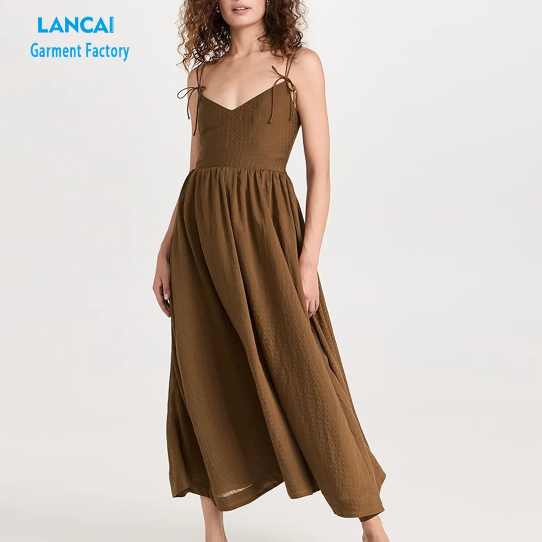 Spring New Holiday Long Linen Dress Women Linen Clothing Hemp Breathable Halter High Waist Sling Dress