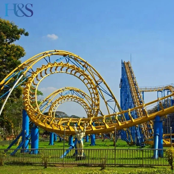 big 3-ring roller coaster in amusement park