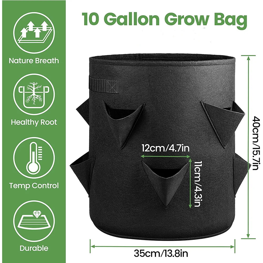 Breathable 7 Gallons Grow Bags Potato Planter Bag Plant Containers Felt Non-Woven Fabric Strawberry Planter Pots