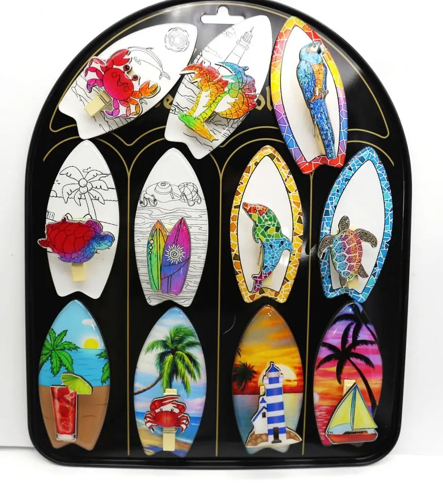 2019 surfboard style epoxy souvenir fridge magnets clip