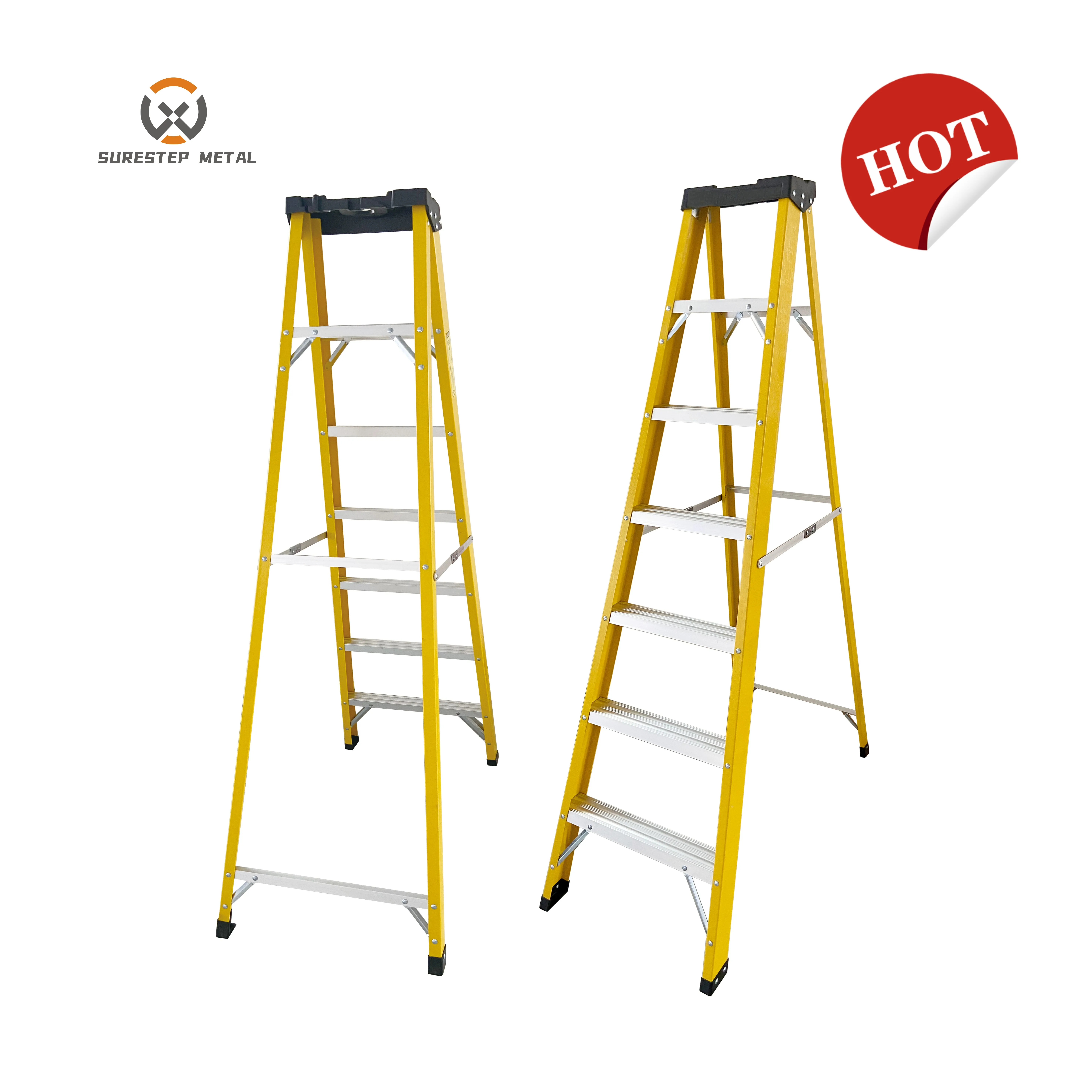 High Quality Professional 2*14 steps 8.4m China Supplier Fiberglass FRP Insulation Extension Ladder fiberglass extension ladder