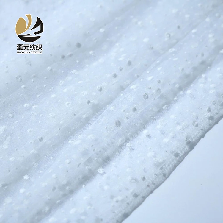 Низкая цена современный дизайн нейлон 50GSM Белый Тюль флокированная ткань для