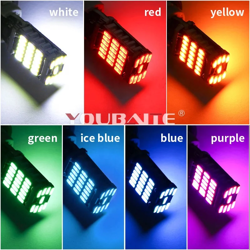 Super bright 12-24V car led t15 w16w 4014 45smd canbus 921 amber brake tail reverse light t15 led bulb