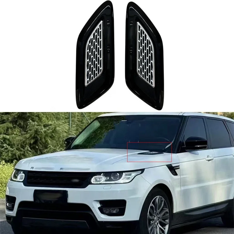 Auto Accessories Black Silver Hood Vent Exterior Hood Vent Slat air Wing Trim Cover Fit for Range Rover Sport 2014-2017