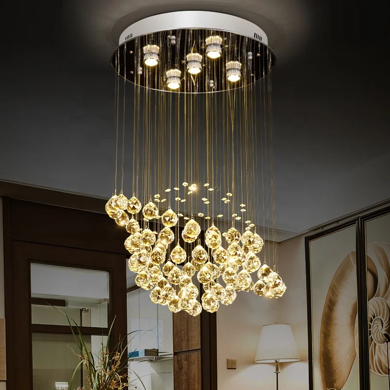  Chandeliers Ceiling Lighting Fixture Hotel Lobby Staircase Led Luxury Living Room K9 Crystal