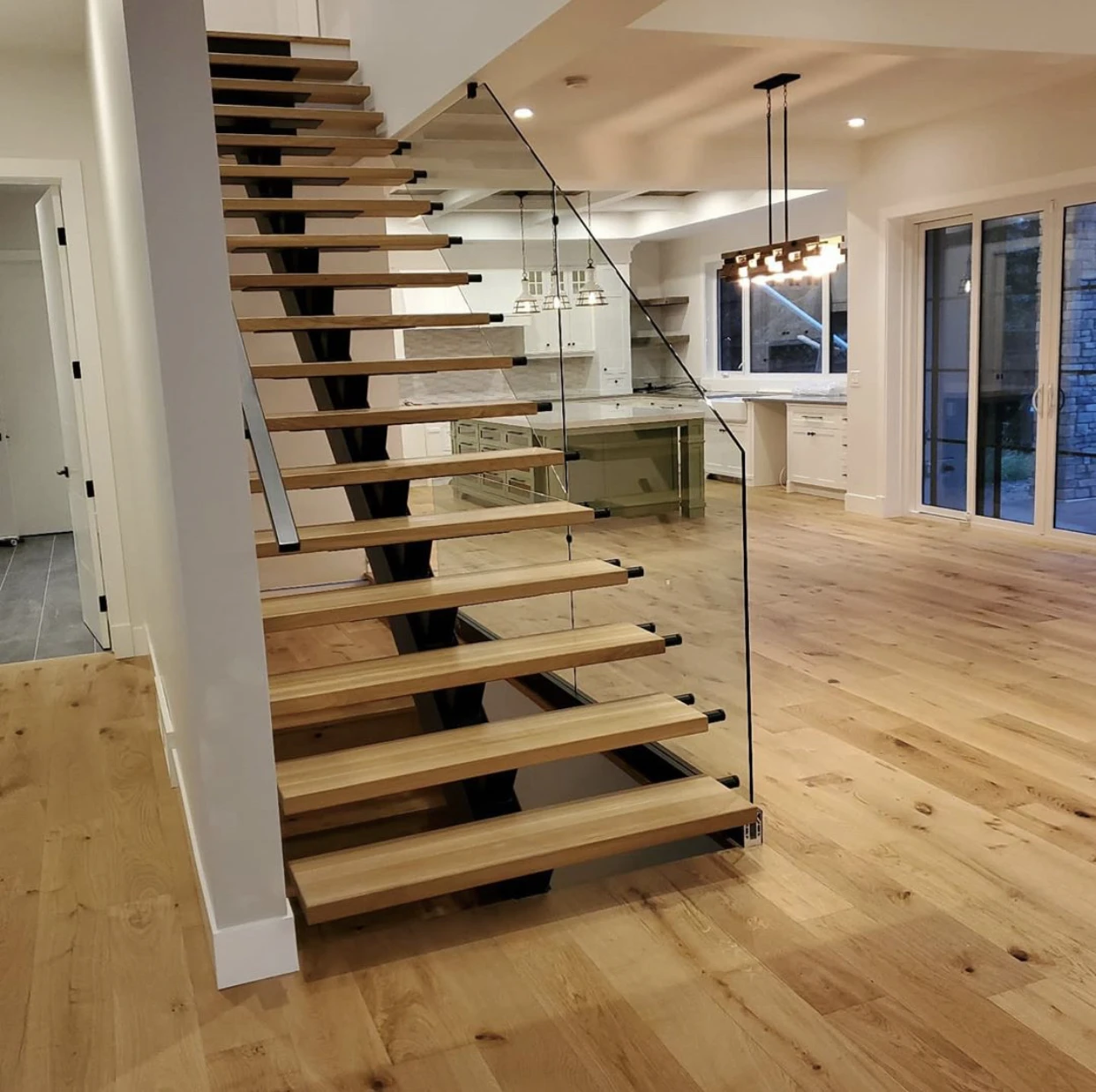 Modern Straight Staircase House Apartment Remodeling Indoor Wooden