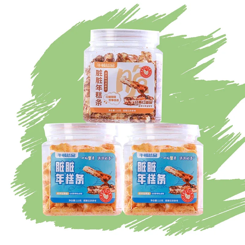 Casual Snacks Crisp Puffed Rice Cake Strips 110g Instant Brown Sugar Flavored Fried Rice Cake for Adults