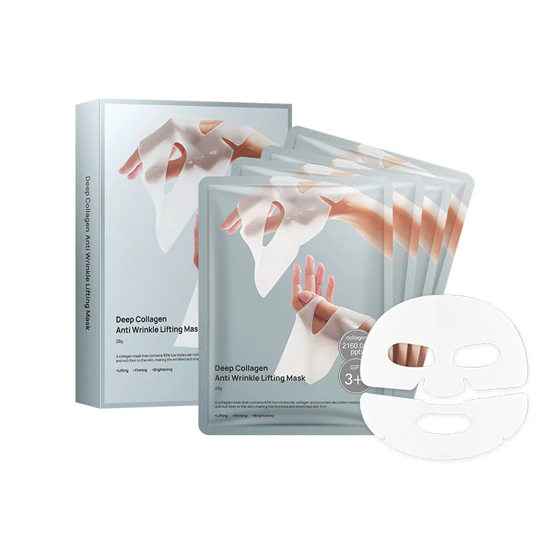 OEM customized 5pcs/box  White Return Transparent Bio-Collagen Anti Wrinkle Tightening Hydrating Facial Mask for face care