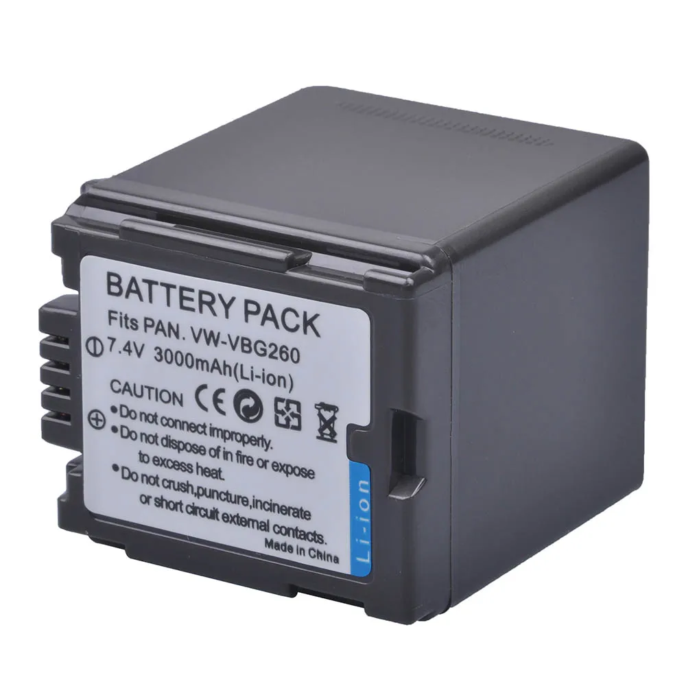 VW-VBG260 3000mAh Camera Battery for Panasonic AG-AC7 AG-AF100 HDC-HS250 HS300 HS700 SD600 SD700 SDT750