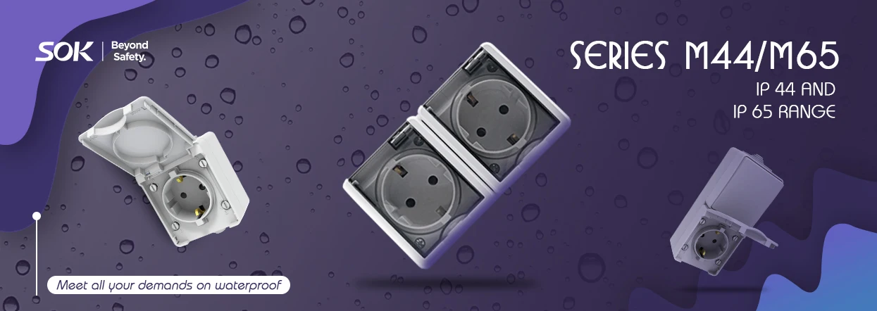 Screwless Terminal 2 Way Light Switch with LED Surface Mounting IP65 electrical socket eu affordable durable wall