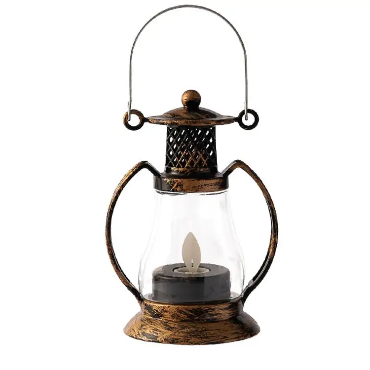 Christmas Retro Glow Small Wind Lamp Electronic Candle Small Lantern Decoration Halloween Oil Lamp Scene Layout Decoration