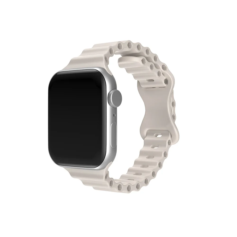 Suitable for Apple Silicone Watch Strap Ocean Mini Waist Butterfly Buckle Apple Watch Strap iWatch1-8