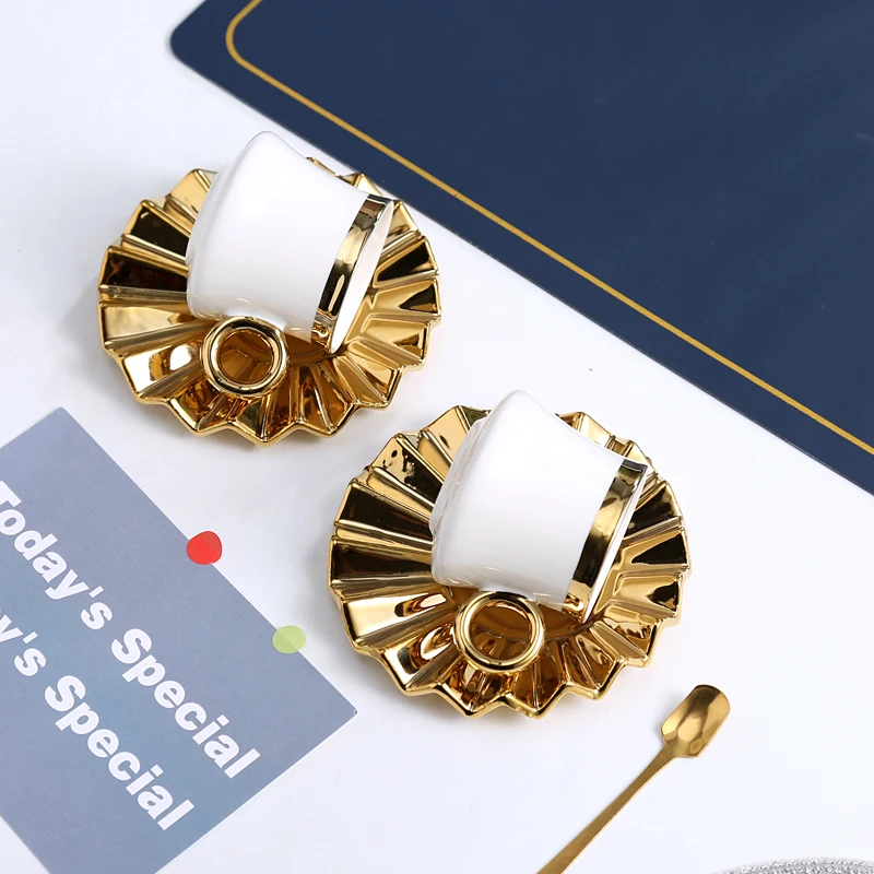 Ceramic Cup Set for Tea& Coffee Espresso Color Gold  Porcelain Turkish Cup and Saucer