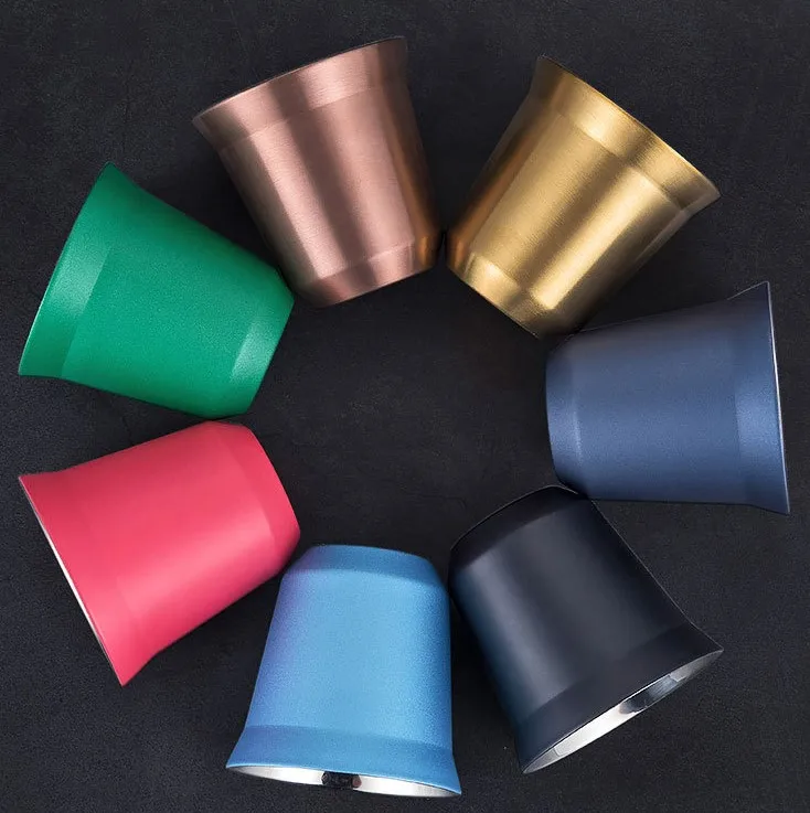 Пользовательские красочные двойные стенки 304 из нержавеющей стали металлическая чашка эспрессо рюмка Арабский Кофе Чайные чашки