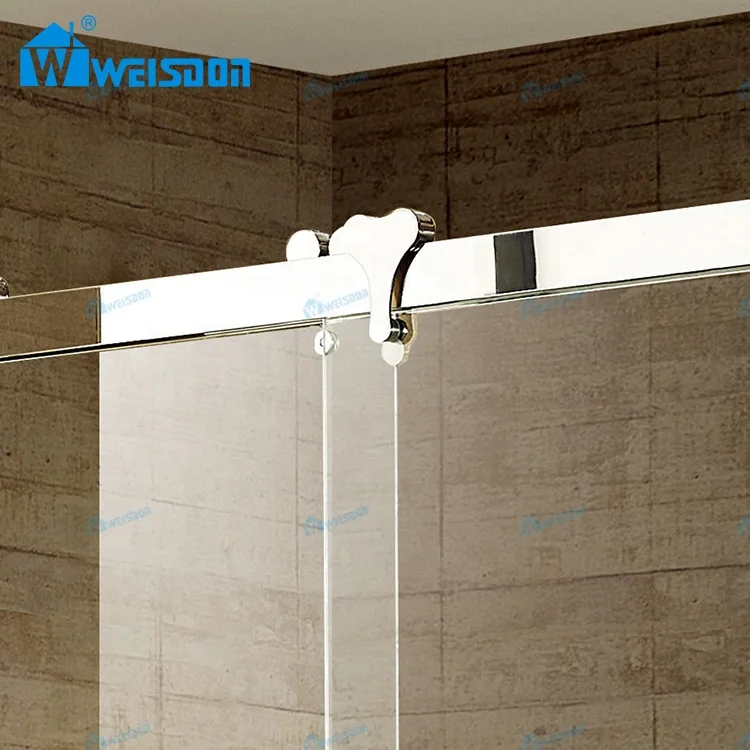 Factory Direct Stainless Steel Framed Corner Double Sliding Tempered Glass Bathroom Shower Door