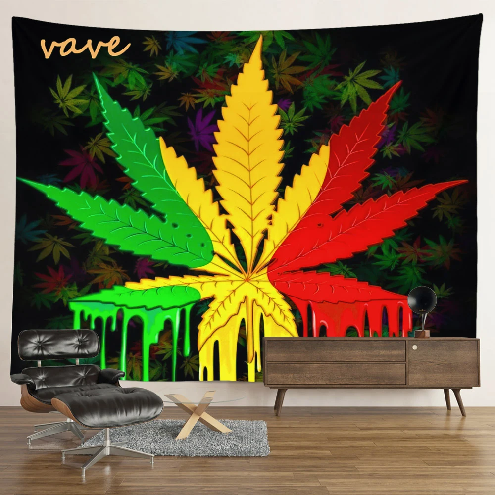 3D Printing Hemp Leaf Wall Hanging Bedroom Tapestry Background Gossip Tapestries Hippie Wall Rugs Dorm Decor Tapestry Room Decor