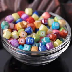4mm 6mm 8mm Foil Coated Cube Faceted Glass Loose Crafts Beads Wholesale Lot for Jewelry Making DIY Crafts Findings