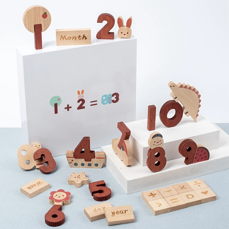 HOYE CRAFTS Creative alphabet letter blocks shape matching toy wooden cartoon stacking blocks