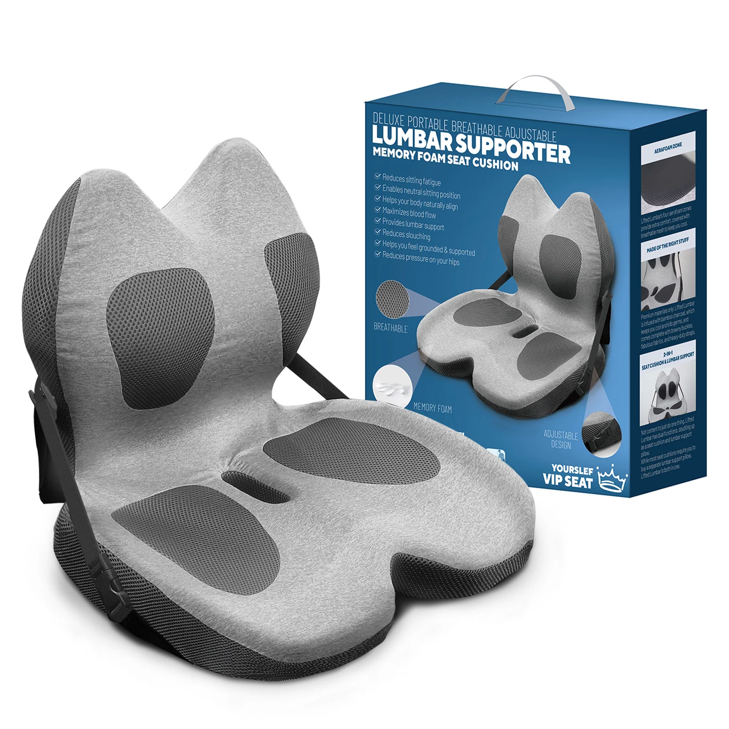 Seat Cushion And Lumbar Support Pillow Set For Office Chair Memory Foam Car Seat Cushion With Washable Cover Back Support Pillow